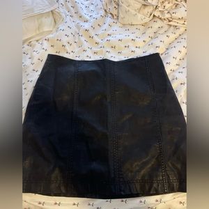 Leather zip up skirt